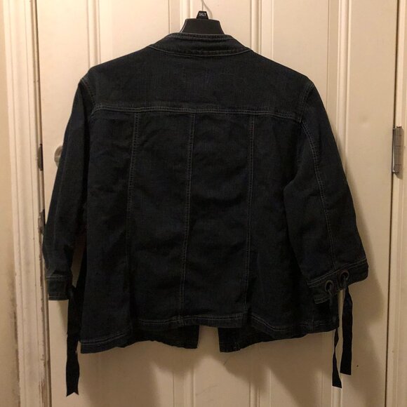 A.M.I. Women's 3X Dark Wash Denim Jacket Grommets 3/4 Sleeve - Picture 6 of 11